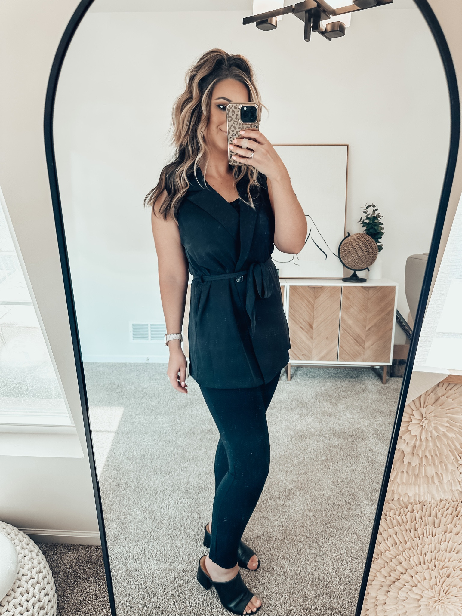 Business casual workwear - sleeveless blazer with tie waist, Spanx perfect pant, layering tanks, comfortable low block heels 

Tops: Medium TTS 
Pants: Medium TTS 
Shoes: 8 TTS 

#LTKsalealert #LTKFind #LTKworkwear