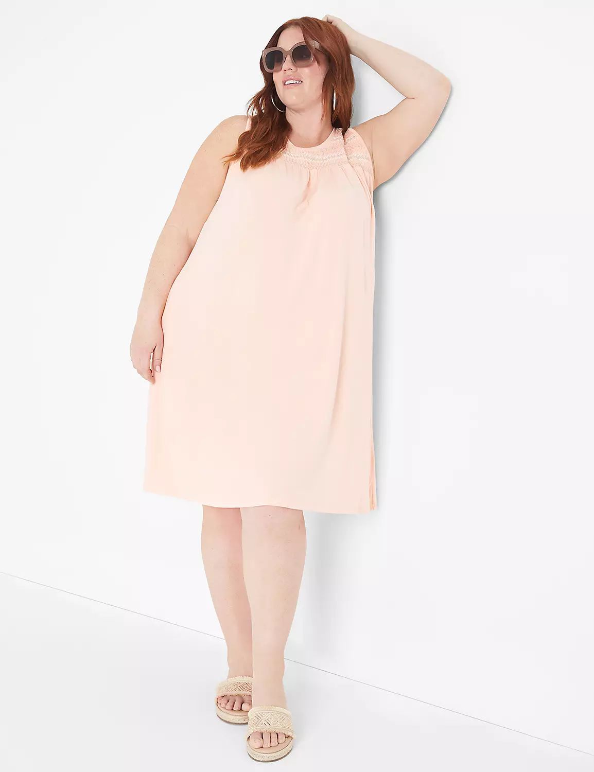 Sleeveless Smocked-Yoke Swing Dress | LaneBryant | Lane Bryant (US)
