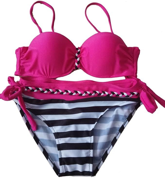 Lukitty Women's Push Up Bikini Set Two Piece Strapless Bathing Suit Swimsuit | Amazon (US)