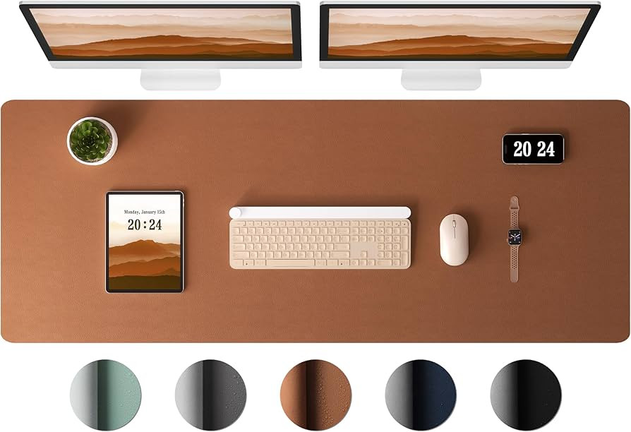 Aothia Leather Desk Pad Protector - Large Mouse Pad, Office Desk Mat, Non-Slip PU Leather Desk Bl... | Amazon (US)