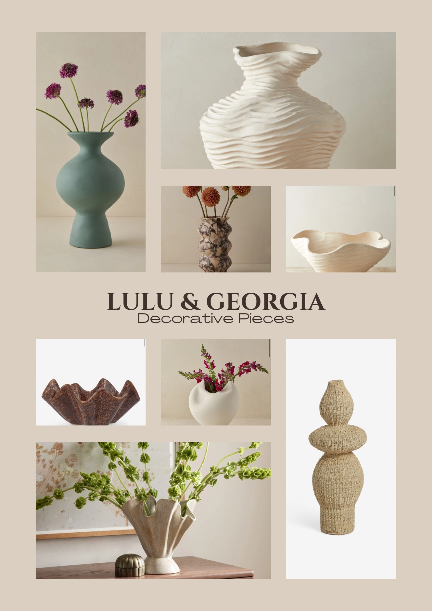 Lulu and Georgia decorative pieces that I love right now! 

Lulu and Georgia
Vases
Organic modern 
Sculpture vase
Marble decor
Decorative pieces 
Neutral home 

#LTKcasa #LTKstyletip #LTKsale