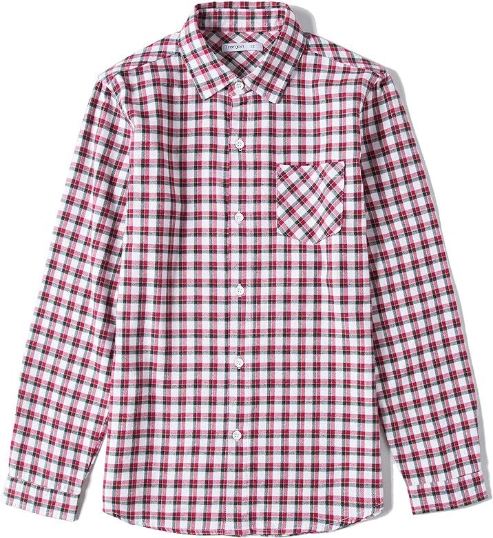Tronjori Boy's Long Sleeve Button Down Woven Shirt | Amazon (US)