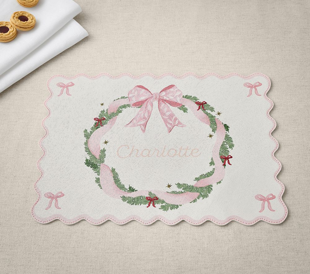 Pink Christmas Faux Leather Placemat | Pottery Barn Kids
