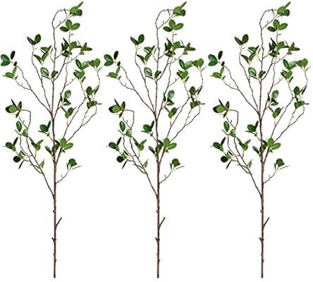 Martine Mall 3pcs Artificial Ficus Branches Leaf Spray, 44'' Faux Eucalyptus Branches Banyan Ficu... | Amazon (US)