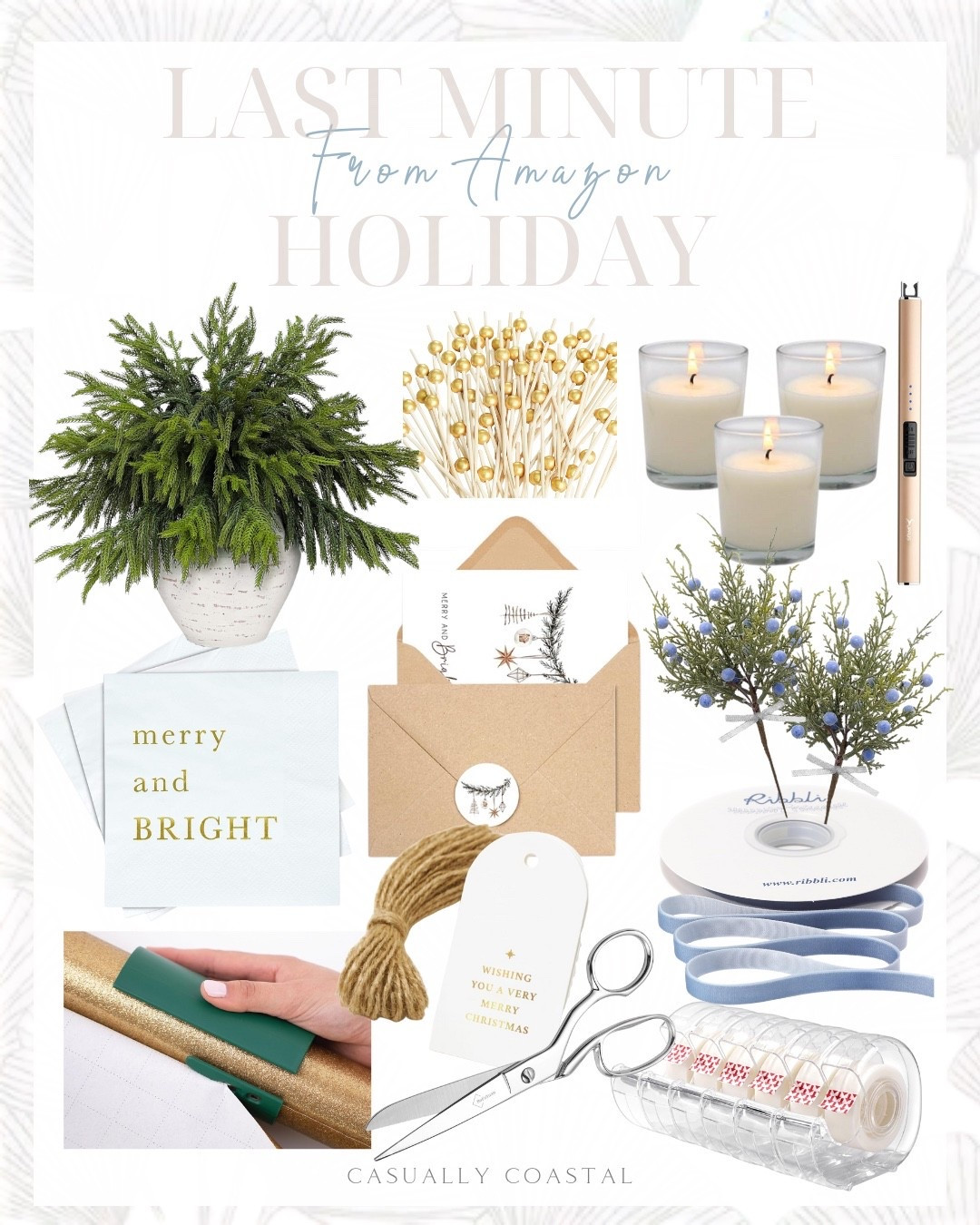 Last Minute Holiday From Amazon

Cocktail picks, fancy toothpicks, merry and bright Christmas cocktail napkins, holiday entertaining, Christmas gift tags, tape dispenser, tape roll, stainless steel fabric scissors, wrapping paper cutter, dusty blue velvet ribbon, Christmas cards with envelope, Norfolk pine branches, jingle bells, Thymes Fraser fir votive candle, holiday candle, electric lighter, rechargeable lighter 

#LTKFindsUnder50 #LTKSeasonal #LTKHoliday