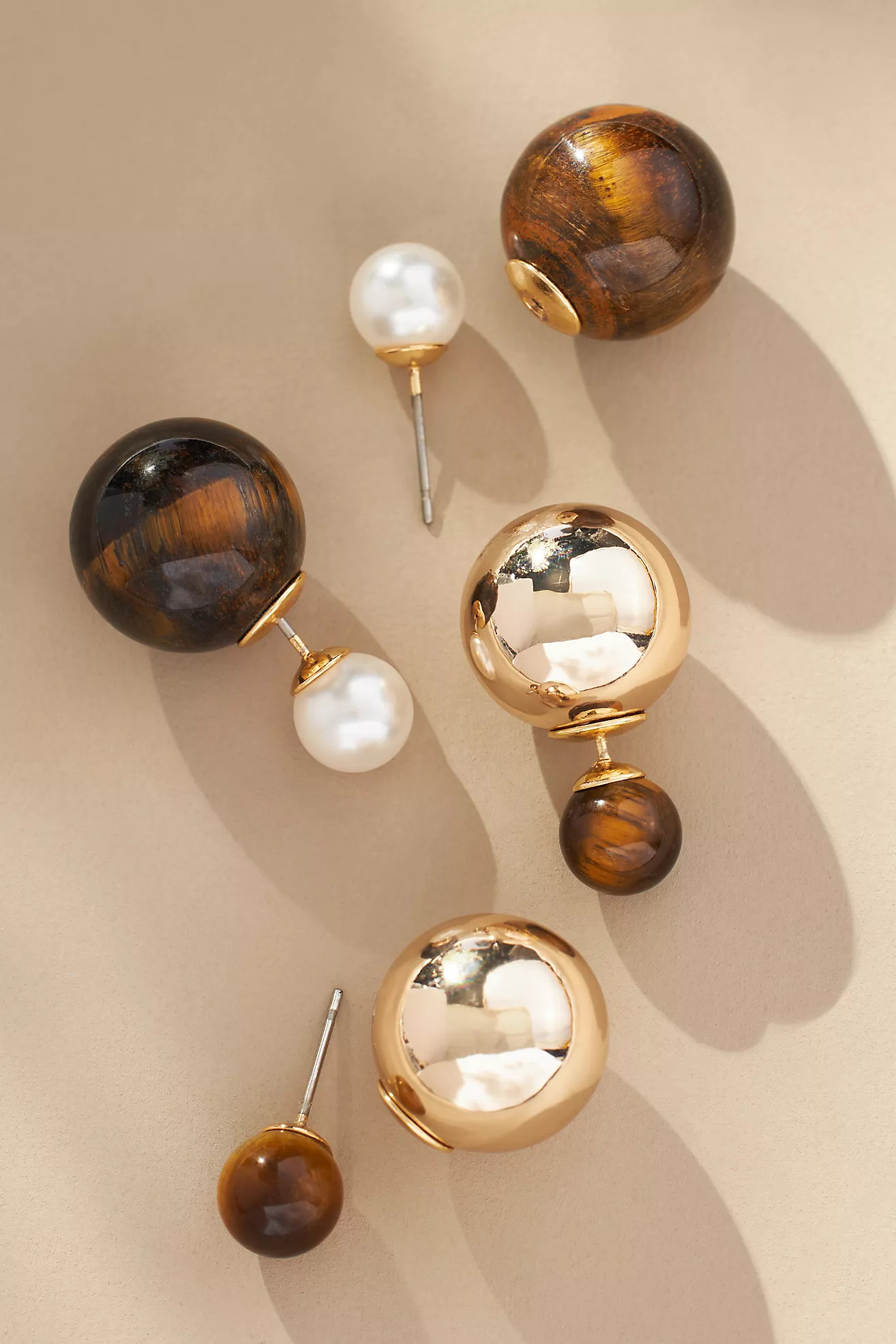 Mixed Ball Front-Back Earrings, Set of 2 | Anthropologie (US)