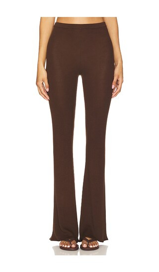 Bailee Rib Pant in Chocolate Brown | Revolve Clothing (Global)