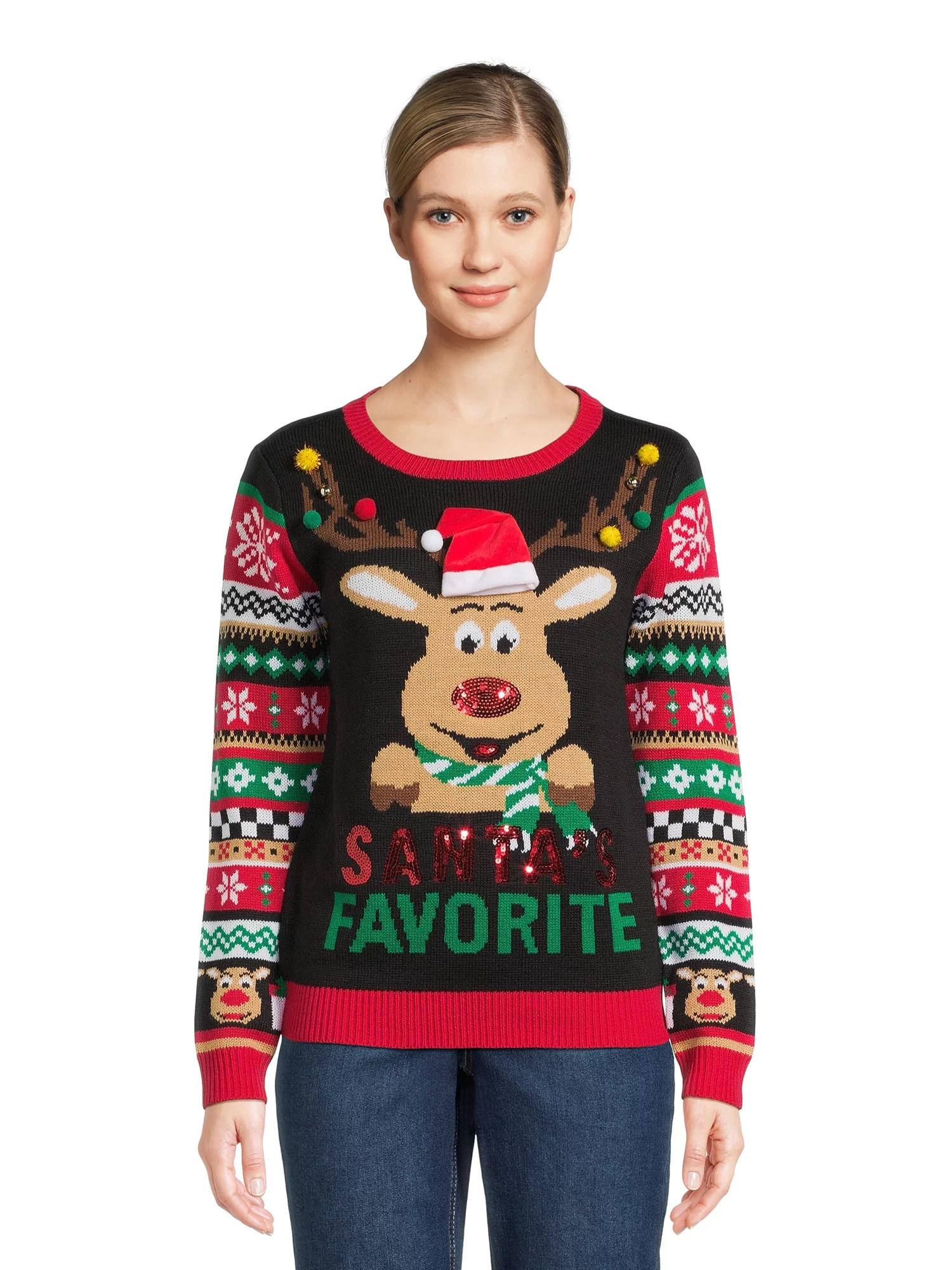 No Boundaries Juniors Christmas Sweater, Midweight, Sizes XS-XXXL - Walmart.com | Walmart (US)