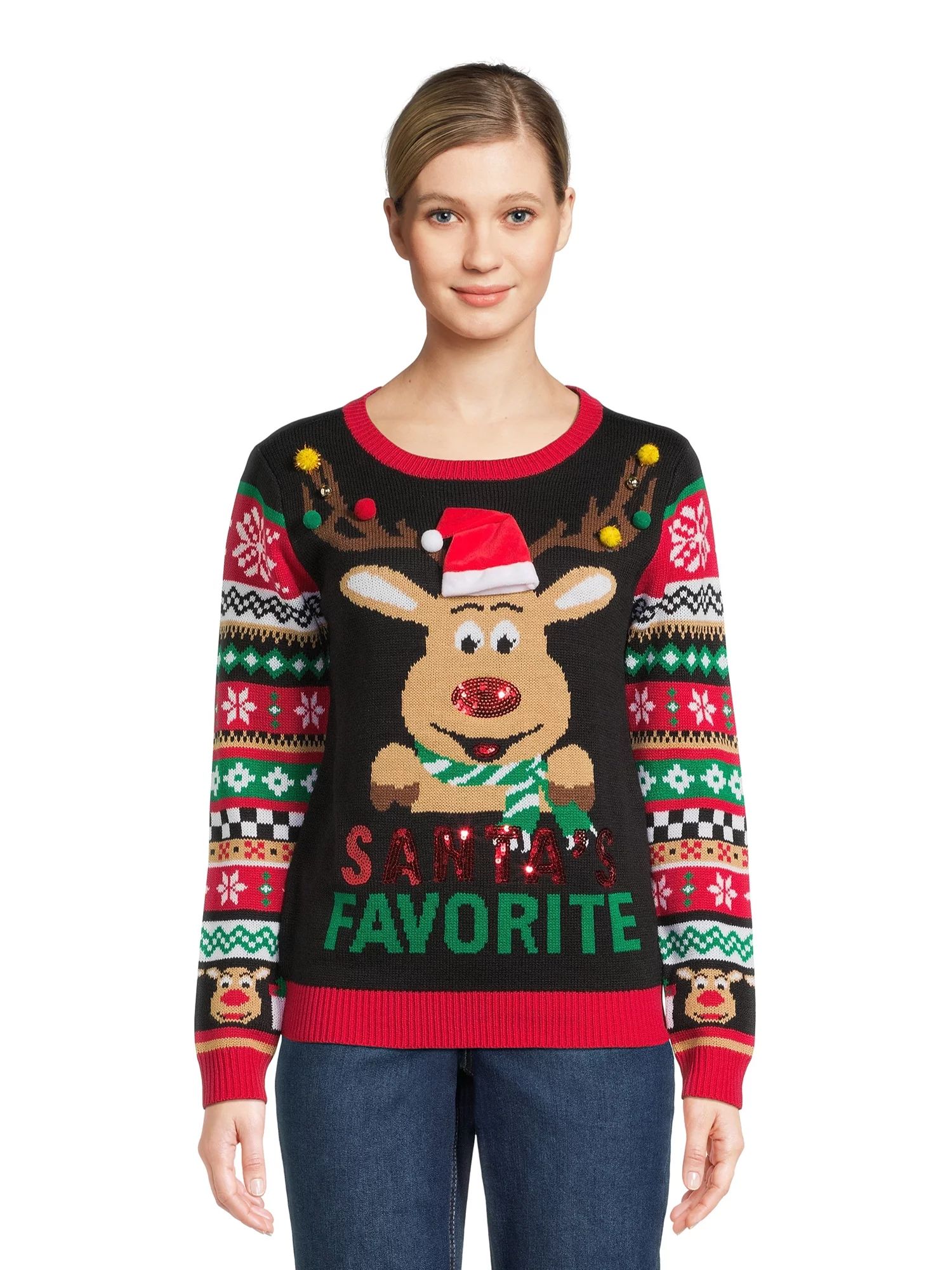No Boundaries Juniors Christmas Sweater, Midweight, Sizes XS-XXXL | Walmart (US)