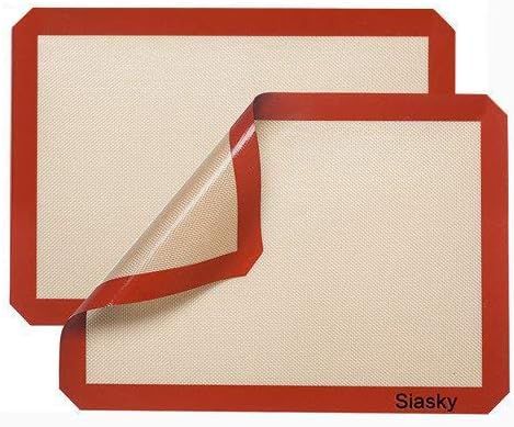 Siasky 2Pcs Silicone Non Stick Baking Mats, 16" X 12", Orange Red | Amazon (US)