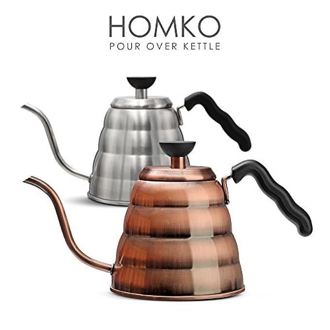 HOMKO Copper Gooseneck Kettle Stainless Steel for Hand Drip Coffee - Tea Pour Over Kettle - 40floz ( | Amazon (US)