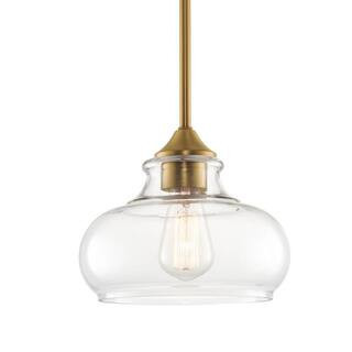 Harlow 60-Watt 1-Light Warm Brass Modern Pendant Light with Clear Shade, No Bulb Included | The Home Depot