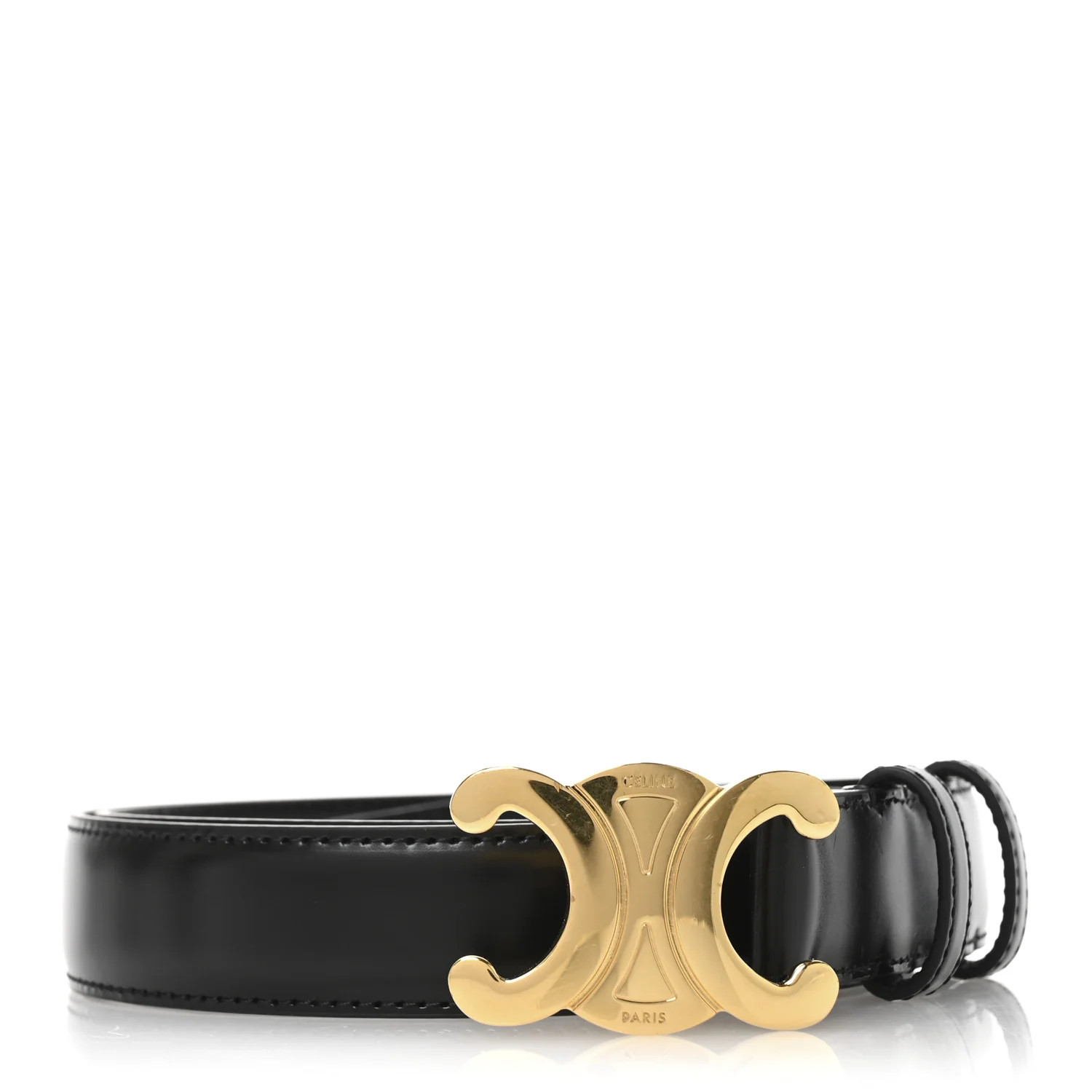 Celine Box Calfskin Medium 25mm Triomphe Belt 80 32 Black 1715255 | FASHIONPHILE (US)