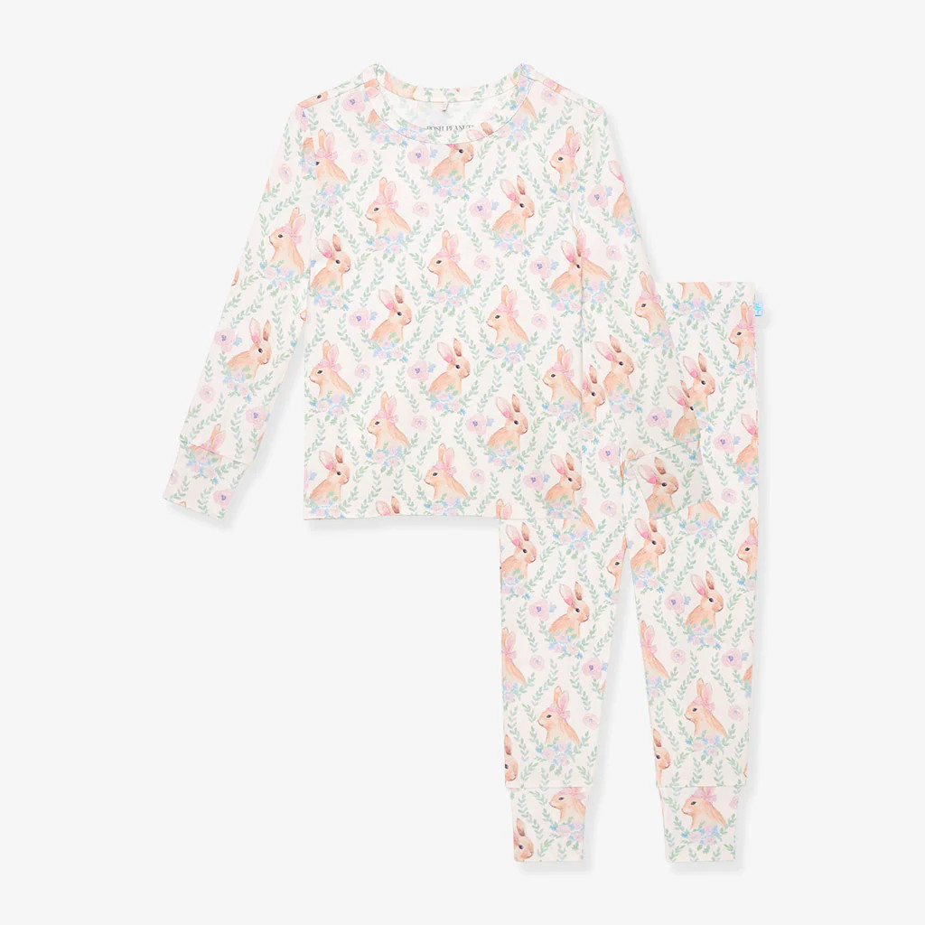 Rabbit Green Long Sleeve Toddler Pajamas | Buttercup | Posh Peanut