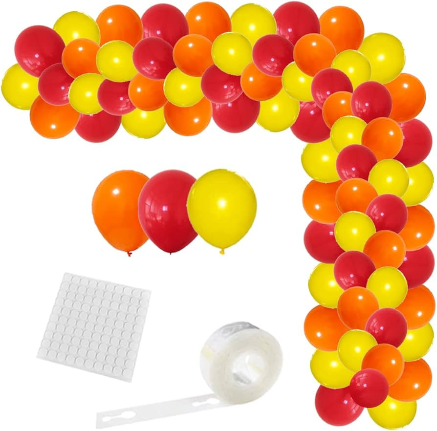 Red Yellow Orange Balloon Garland Arch Kit - 122PCS Orange Yellow Red Balloons for Fire Truck The... | Amazon (US)