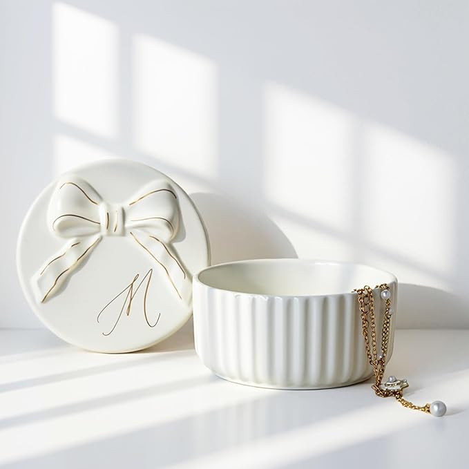 COLLECTIVE HOME - Monogram Jewelry Box with Bow, Christmas Gift Ideas for Women, Small Gift for G... | Amazon (US)