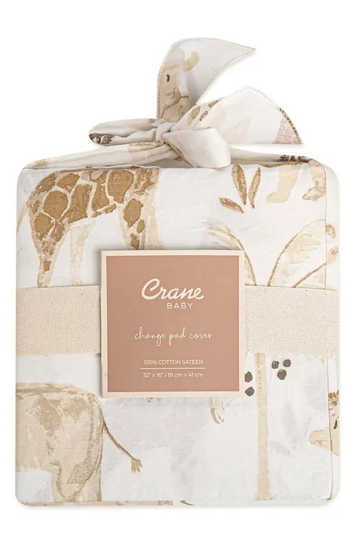 CRANE BABY Quilted Changing Pad Cover in Brown/White at Nordstrom | Nordstrom