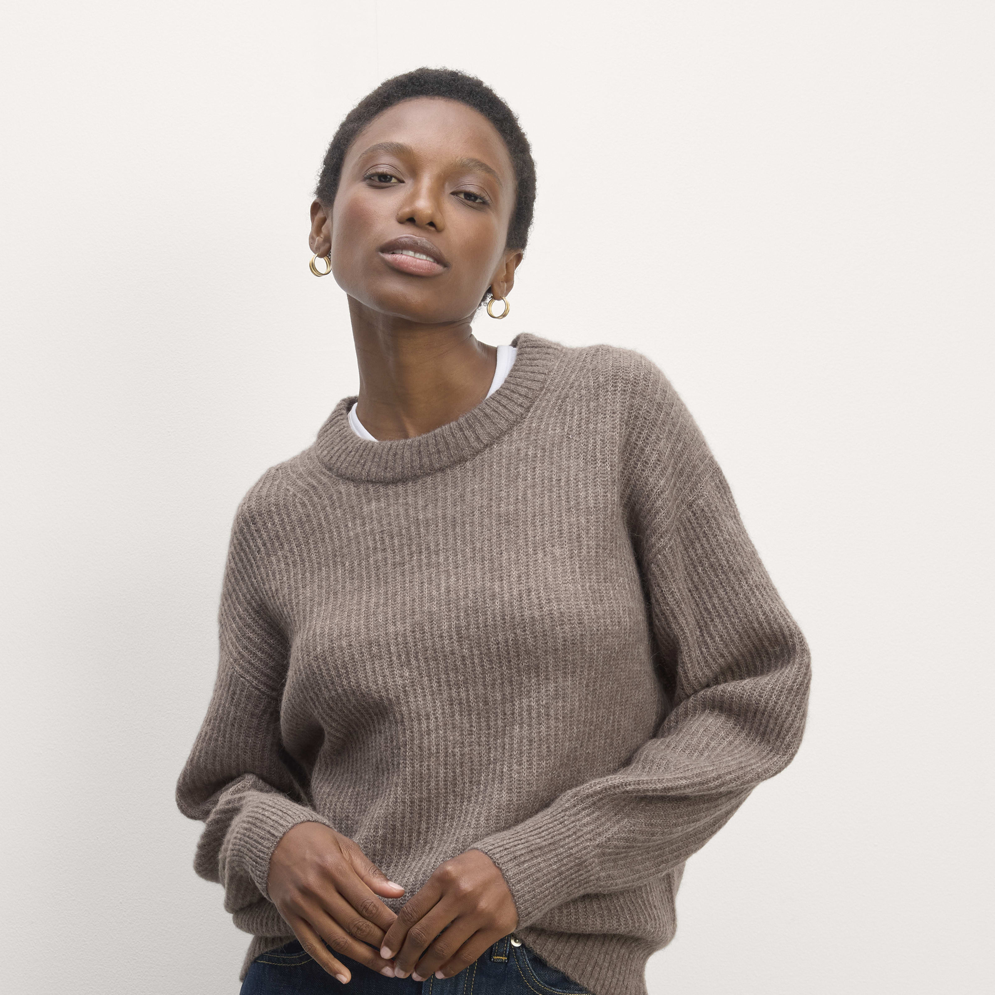 Women's Cocoon Crew in Alpaca Sweater by Everlane in Taupe Melange, Size XS | Everlane