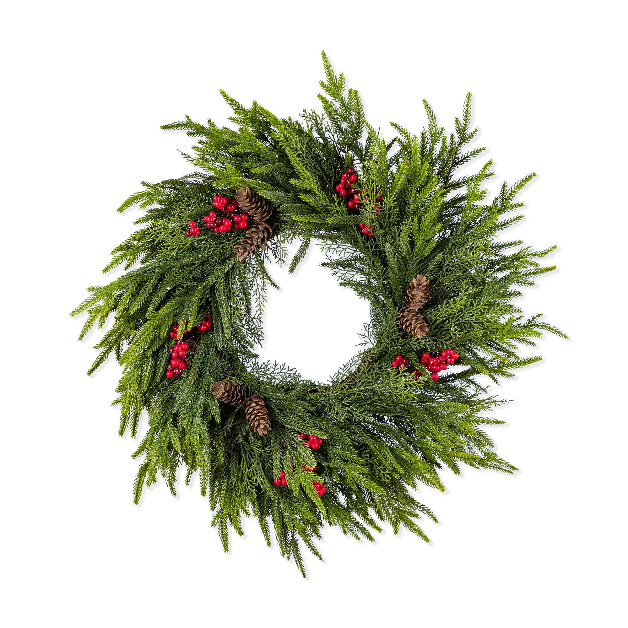 The Holiday Aisle® 24"D Christmas PE Dripping Wreath With Pinecones And Red Berries & Reviews | ... | Wayfair North America