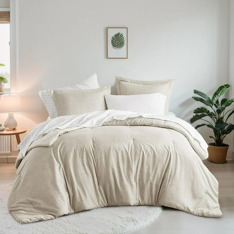 Regency Heights Queen Size Comforter Set, 7-Piece Reversible Bed in a Bag with Sheets, Neutral | Walmart (US)