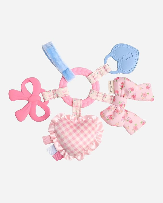 Itzy Ritzy Teething Activity Toy - Bitzy Busy Ring Car Seat Toy (Pink Bow) | Amazon (US)