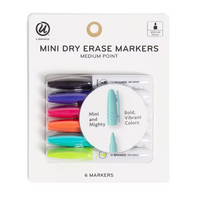 U Brands 6ct Mini Dry Erase Markers Fashion Colors | Target