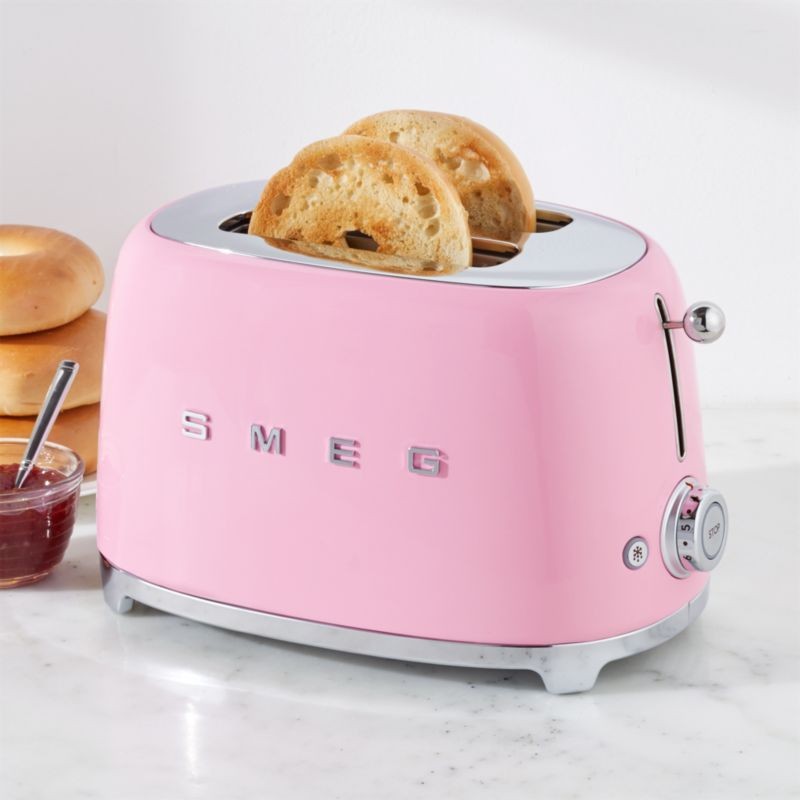 SMEG Pink 2-Slice Toaster + Reviews | Crate & Barrel | Crate & Barrel