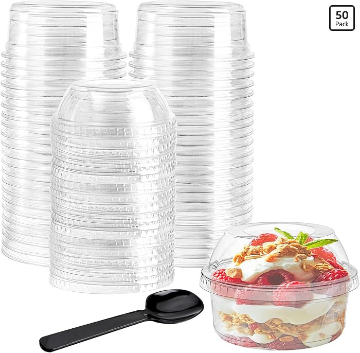 WUWEOT 50 Pack Acai Bowls with Lids, 12 oz Clear Plastic Dessert Bowls Container, PET Yogurt Cups... | Amazon (US)