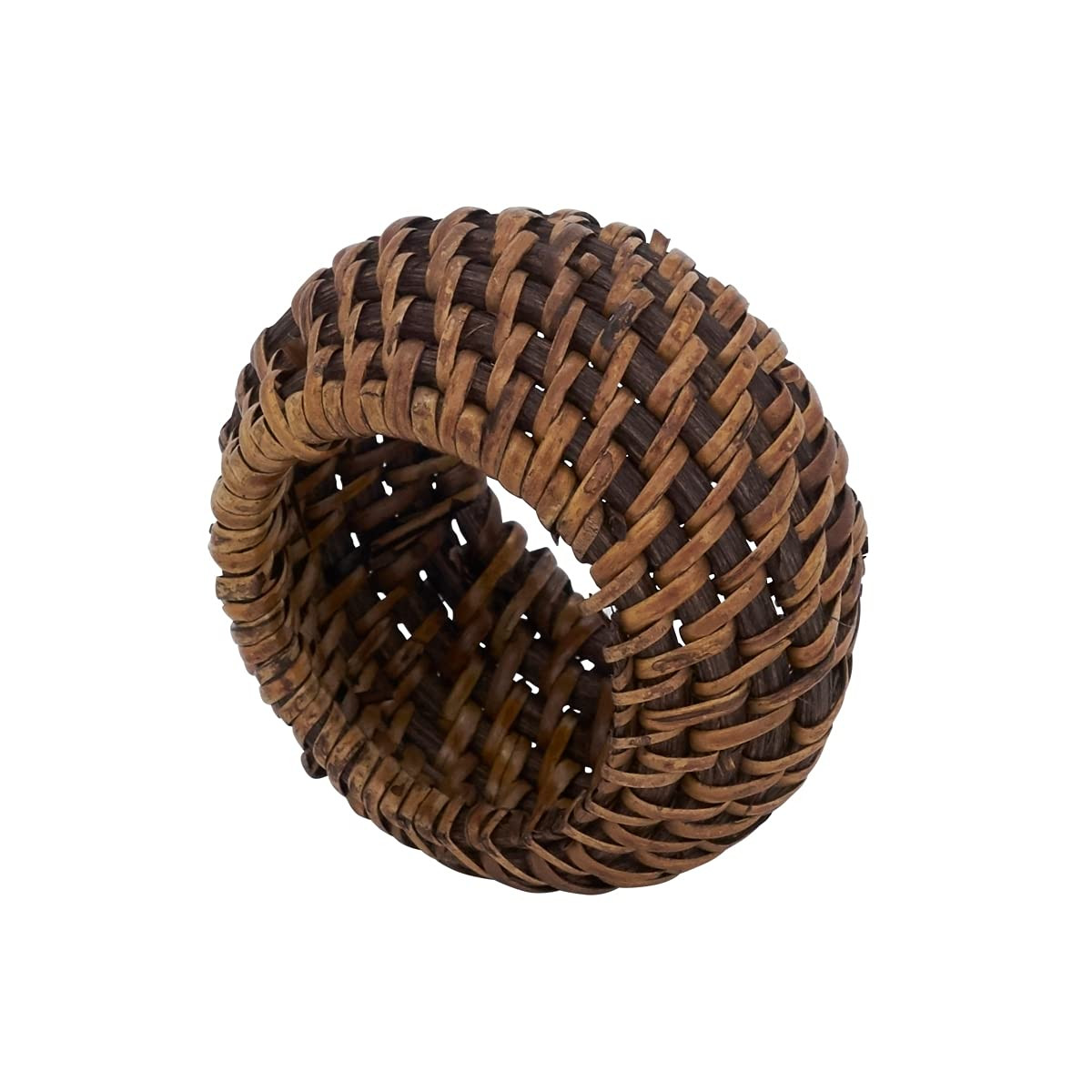 Saro Lifestyle Avignon Collection Woven Rattan Napkin Ring (Set of 4), Brown | Amazon (US)