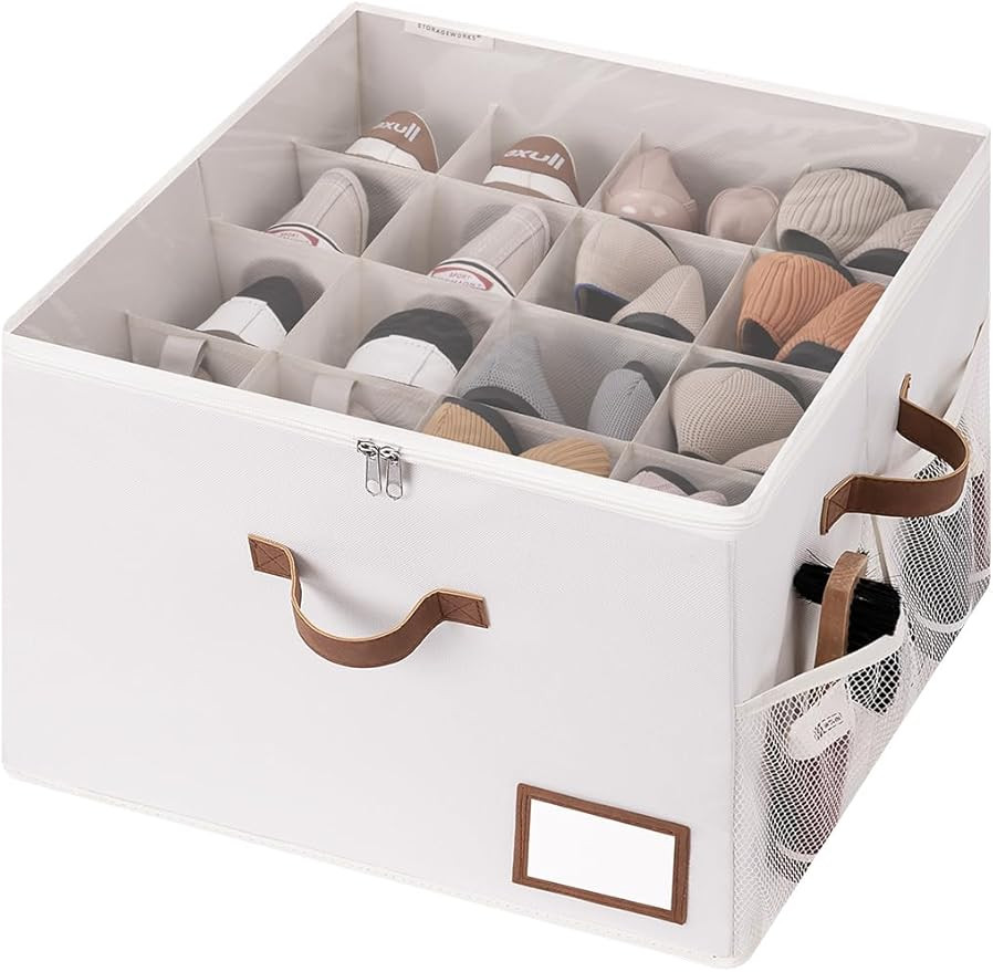 StorageWorks Shoe Organizer for Closet, Shoe Storage Bins with Clear Lid, Fabric Shoe Boxes with ... | Amazon (US)