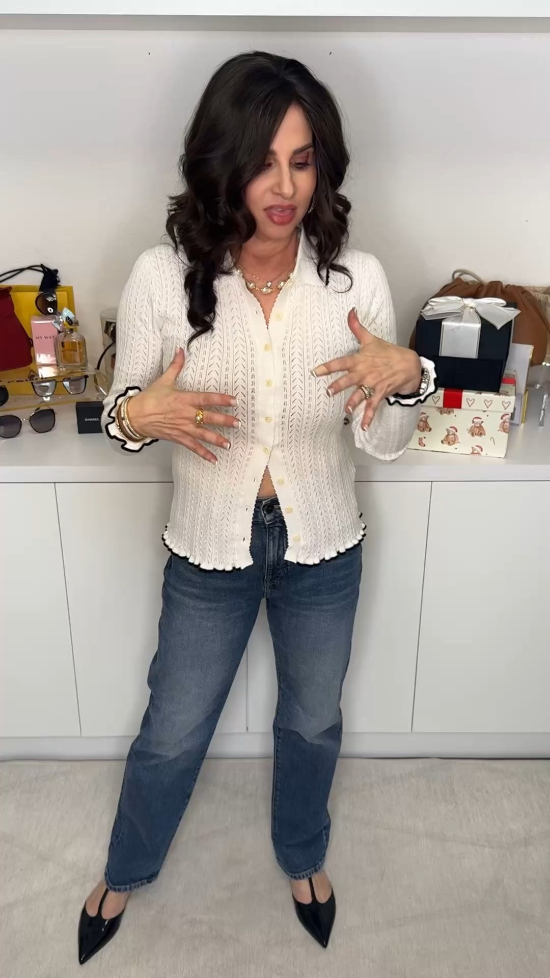 Beautiful knit cardigan on sale ! The cardi has block piping to give it an added touch ! Wearing a sm . Jeans 25 flats TTS . 
#knitcardigan #casualstyle 

#LTKSaleAlert #LTKOver40 #LTKgrwm