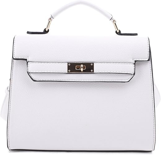 EVVE Women's Top Handle Satchel with Detachable Strap Small Pebbled Leather Crossbody Bag | Amazon (US)