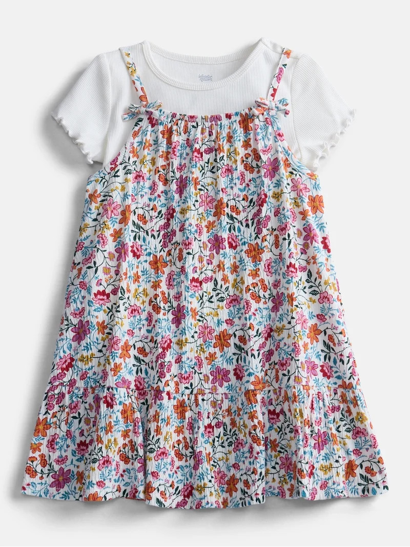 Wonder Nation Toddler Girls' Cami Dress and Tee Set, 2-Piece, Sizes 12M-5T | Walmart (US)