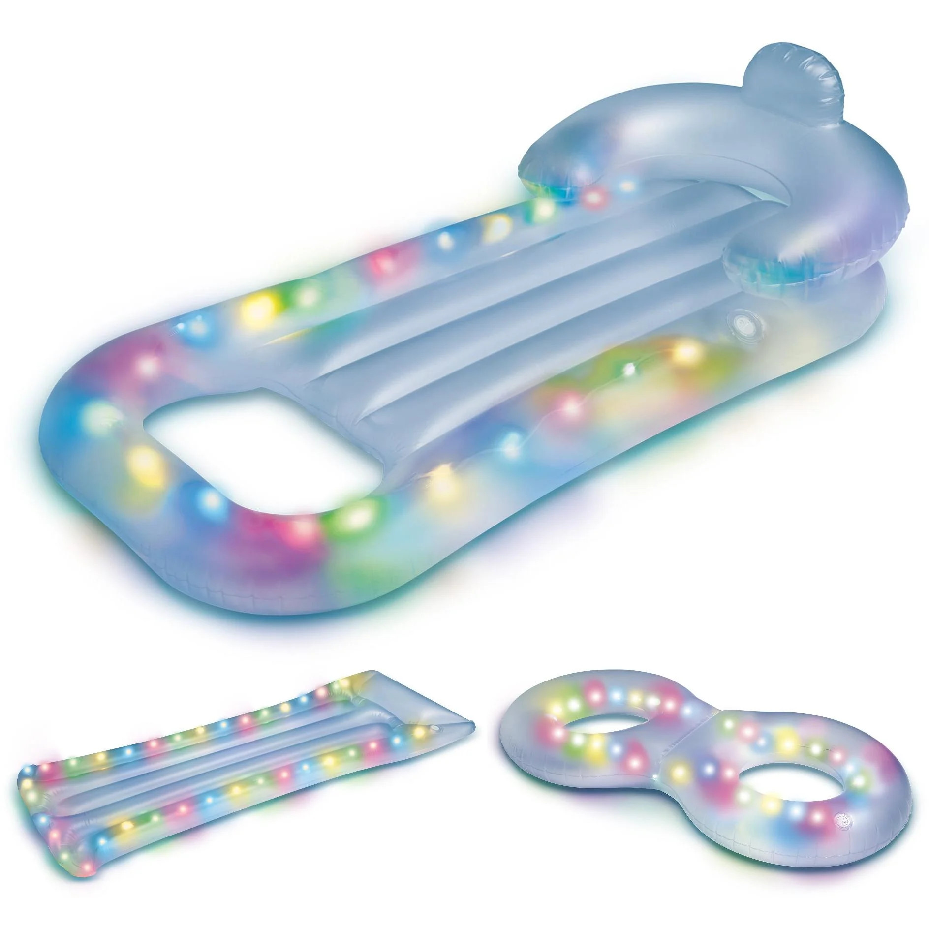 Bluescape LED Pool Lounge – Inflatable Light-Up Floating Lounger with Waterproof Color-Changing... | Walmart (US)