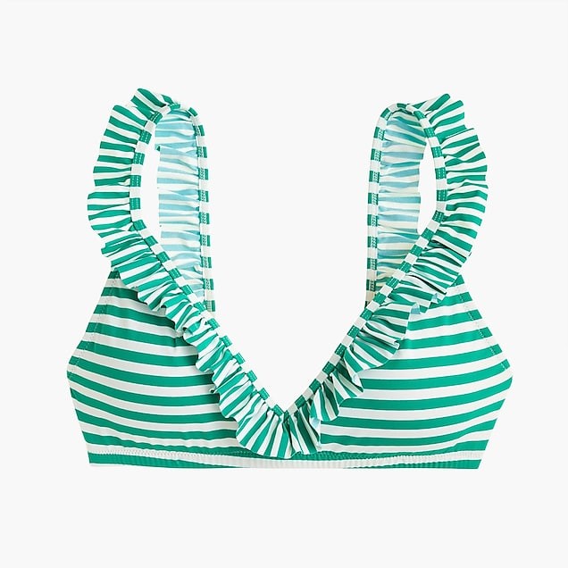 Ruffle-trim bikini top in stripe | J. Crew US