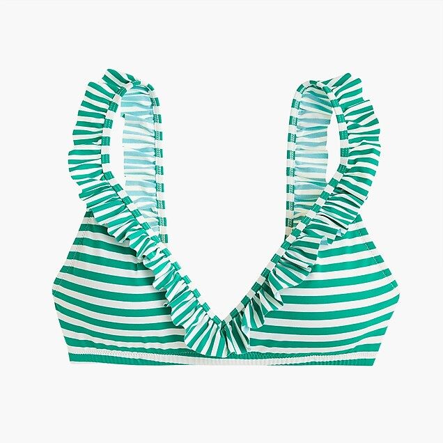 Ruffle-trim bikini top in stripe | J.Crew US