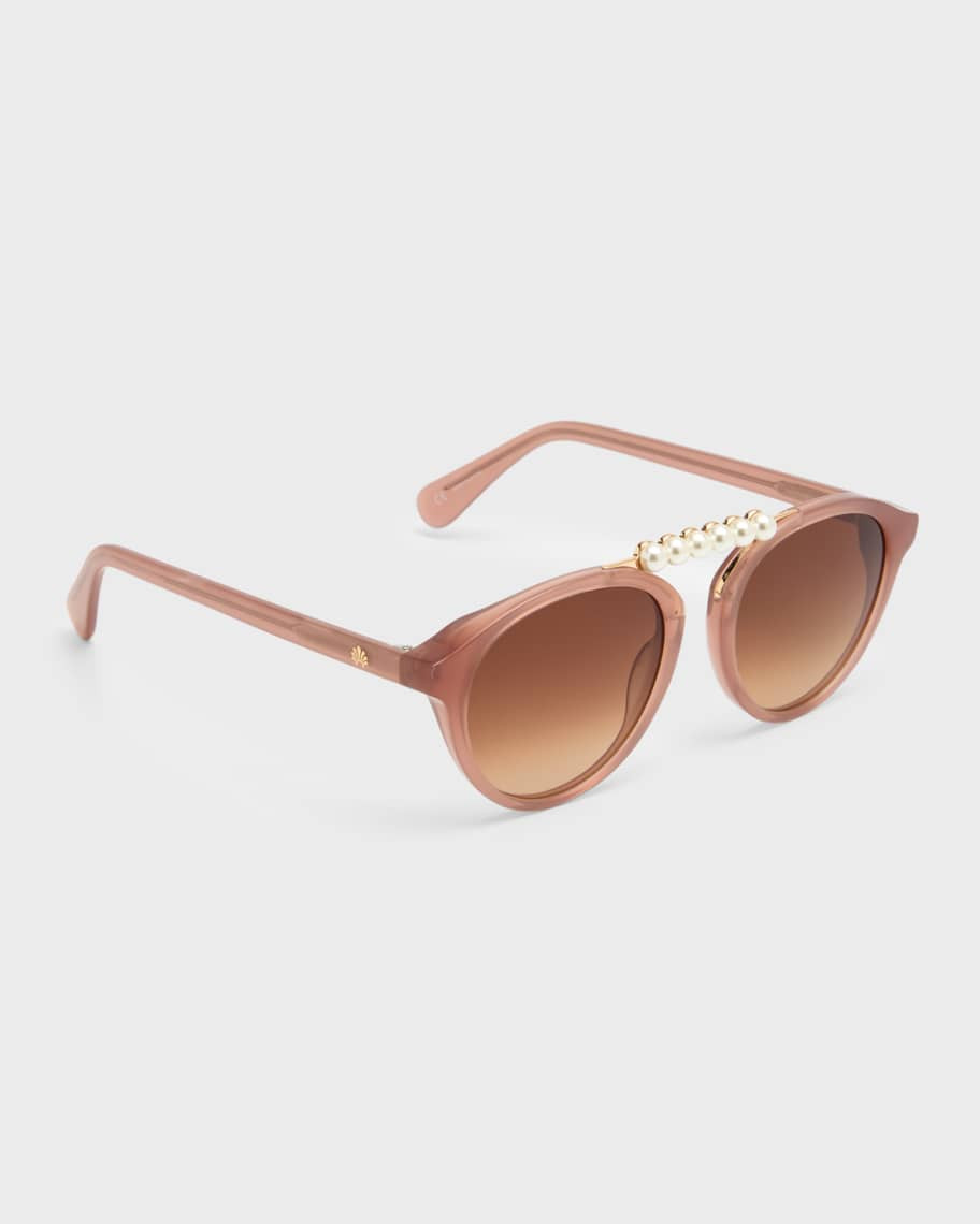 Lele Sadoughi Courtside Pearly Acetate Aviator Sunglasses | Neiman Marcus