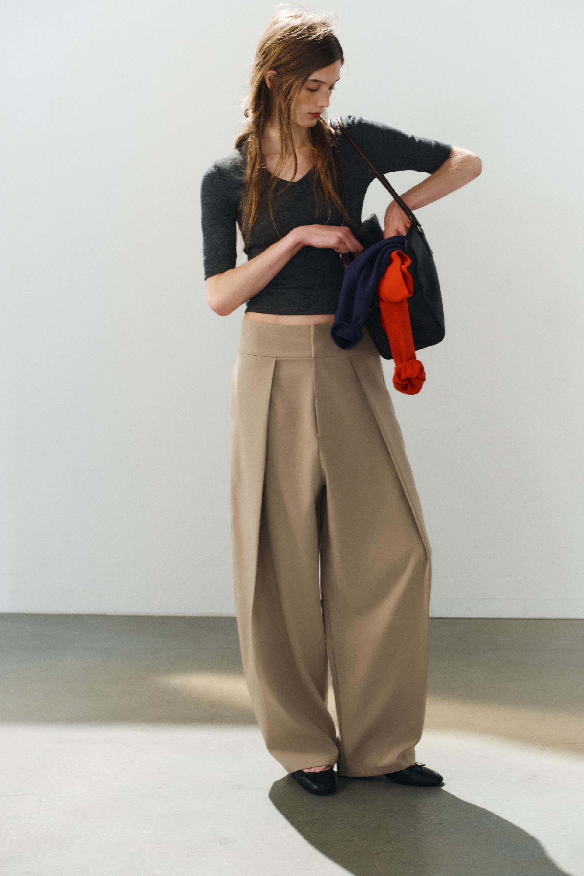 Zara - Pleated Balloon Pants - Ecru - Xs - Woman | Zara US