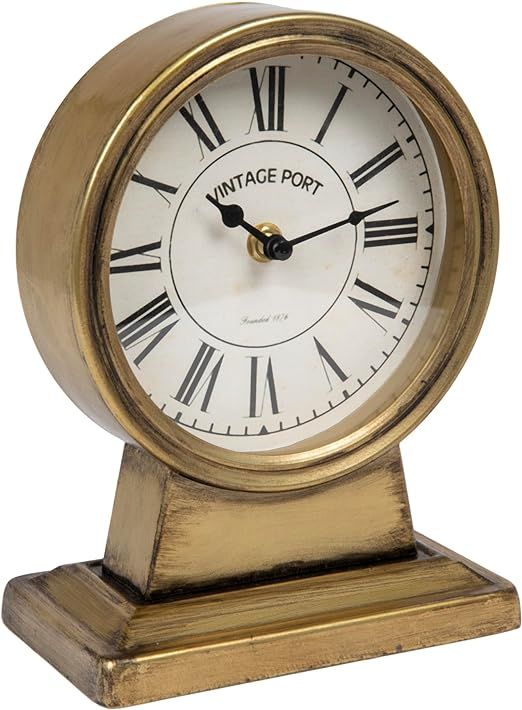 Creative Co-Op Metal Mantel Clock With Gold Finish | Amazon (US)