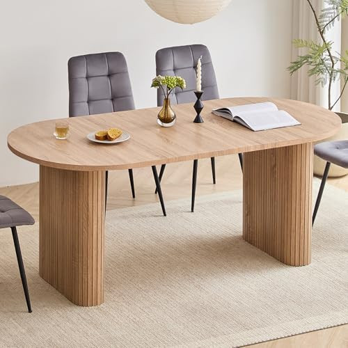 70.8" Modern Dining Table for 6 8 People Farmhouse Kitchen Dinner Table with Large Tabletop Dinin... | Amazon (US)