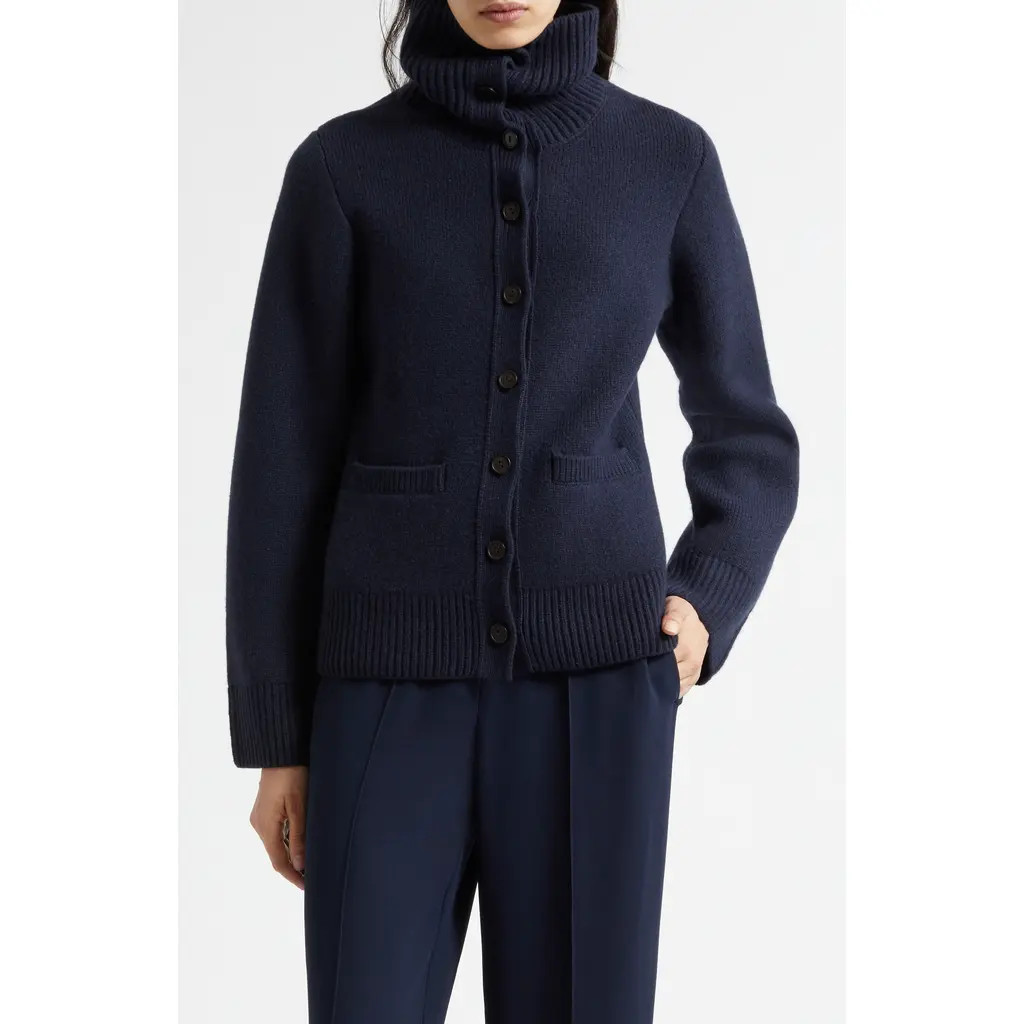 Vince Double Face Wool Blend Turtleneck Cardigan in Twilight Navy at Nordstrom Rack, Size Small | Nordstrom Rack