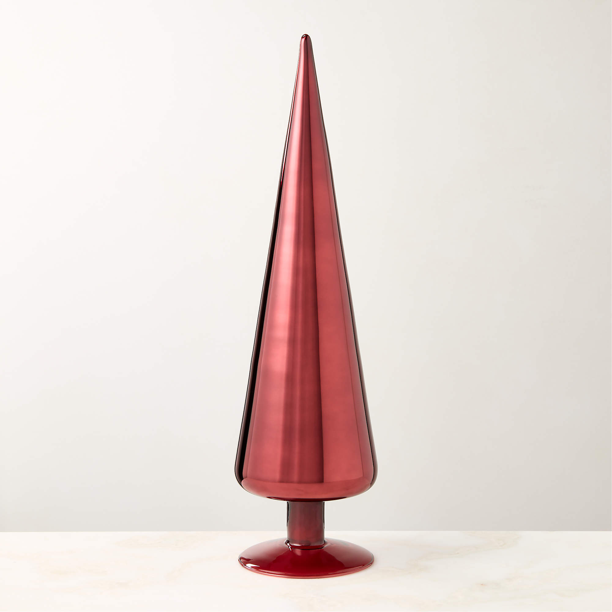 Paz Red Glass Christmas Tree Figure 18" | CB2 | CB2