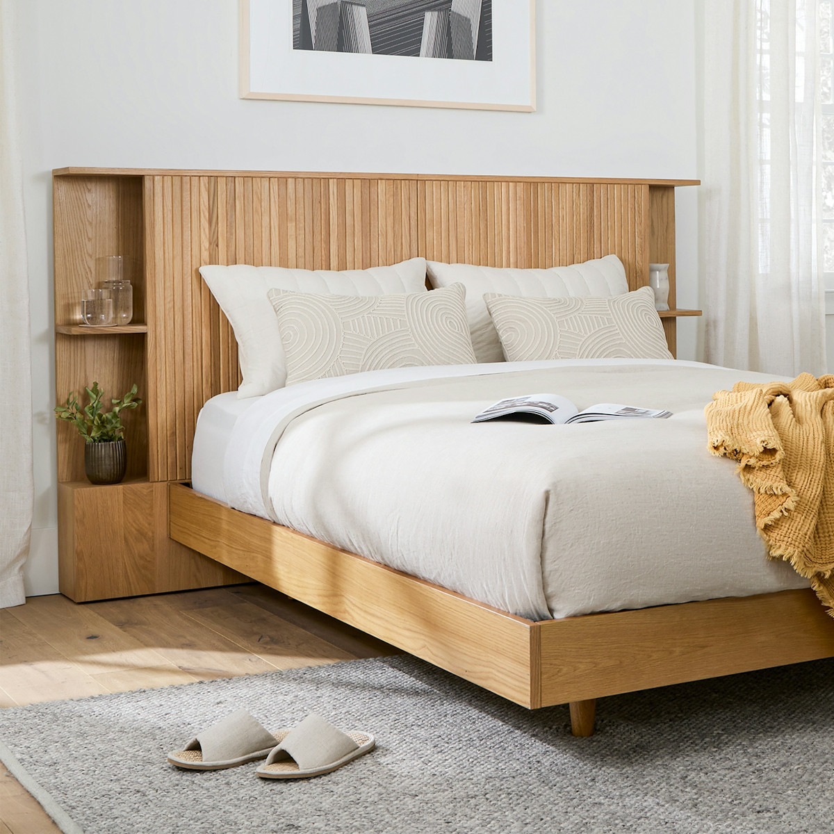 Basi Queen Bed Frame - Oak | Article