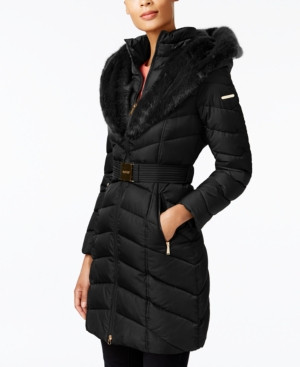 Laundry by Shelli Segal Faux-Fur-Trim Belted Down Coat | Macys (US)