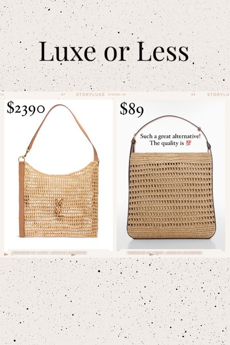 Luxe or less ✨ The YSL Oaxalis raffia bag is the IT bag of the season. It’s selling out quick—I found a few in stock for you. I also found a similar version for less. Saw her in person and purchased immediately. Looks luxe and the quality is 💯. You can get her for 30% off this weekend with any purchase $230+ with code: SUMMER  

Raffia bag, summer bag, designer bag, designer purse, summer outfit, The Stylizt 



#LTKStyleTip #LTKItBag #LTKSeasonal