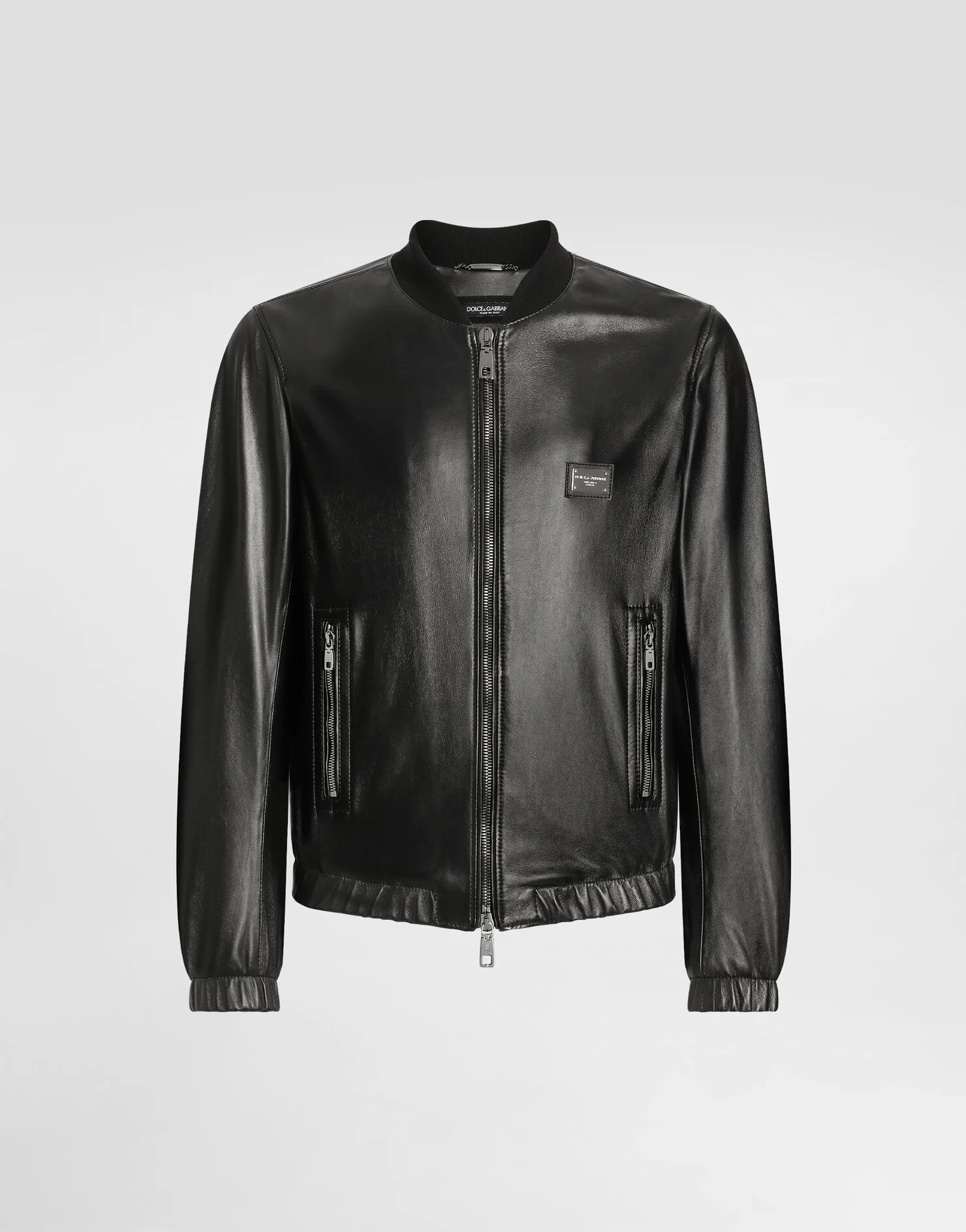 Leather jacket with branded tag | Dolce & Gabbana US