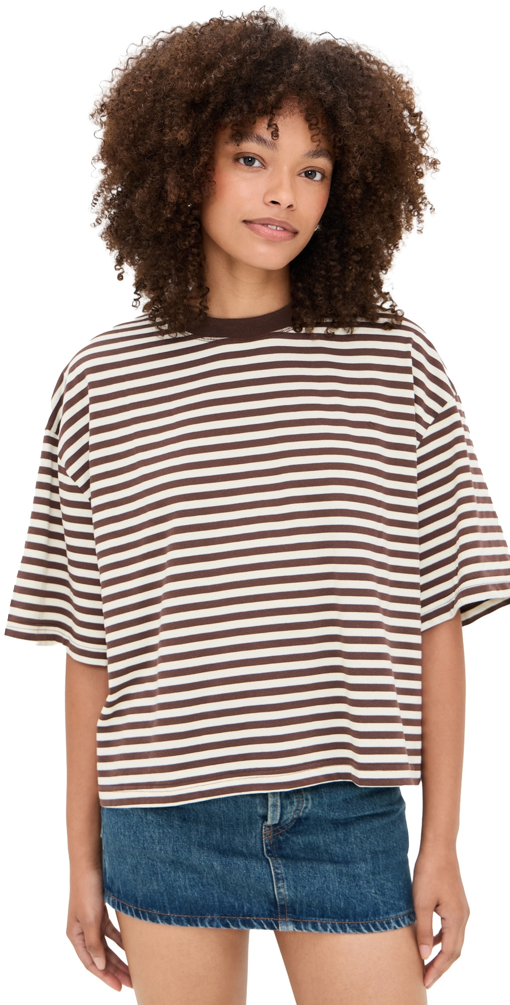 Lioness Bloom Short Sleeve Dark Chocolate Stripe M | Shopbop