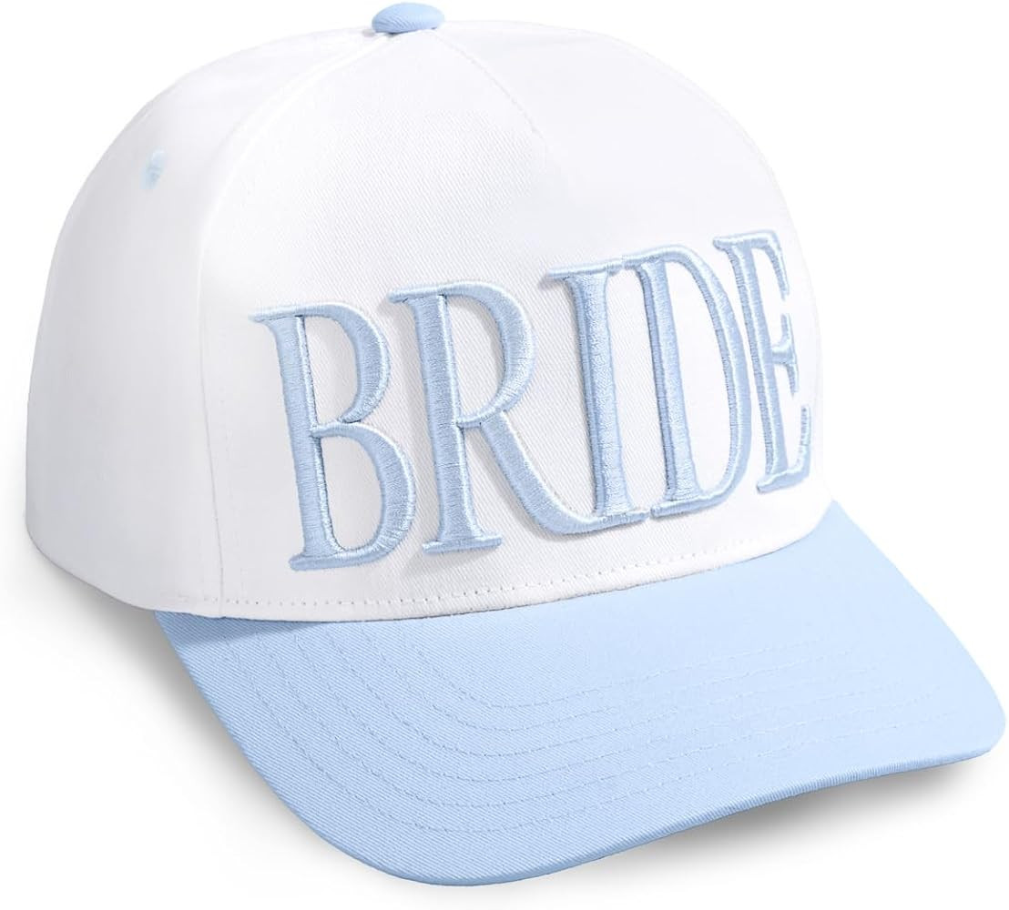 xo, Fetti White + Blue Bride Trucker Hat | Bachelorette Accessory, Bridal Headwear, Bach Party De... | Amazon (US)