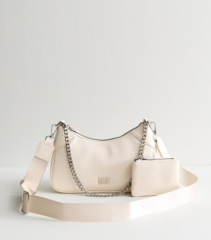 Cream Faux Leather Duo Scoop Shoulder Bag  | New Look | New Look (UK)
