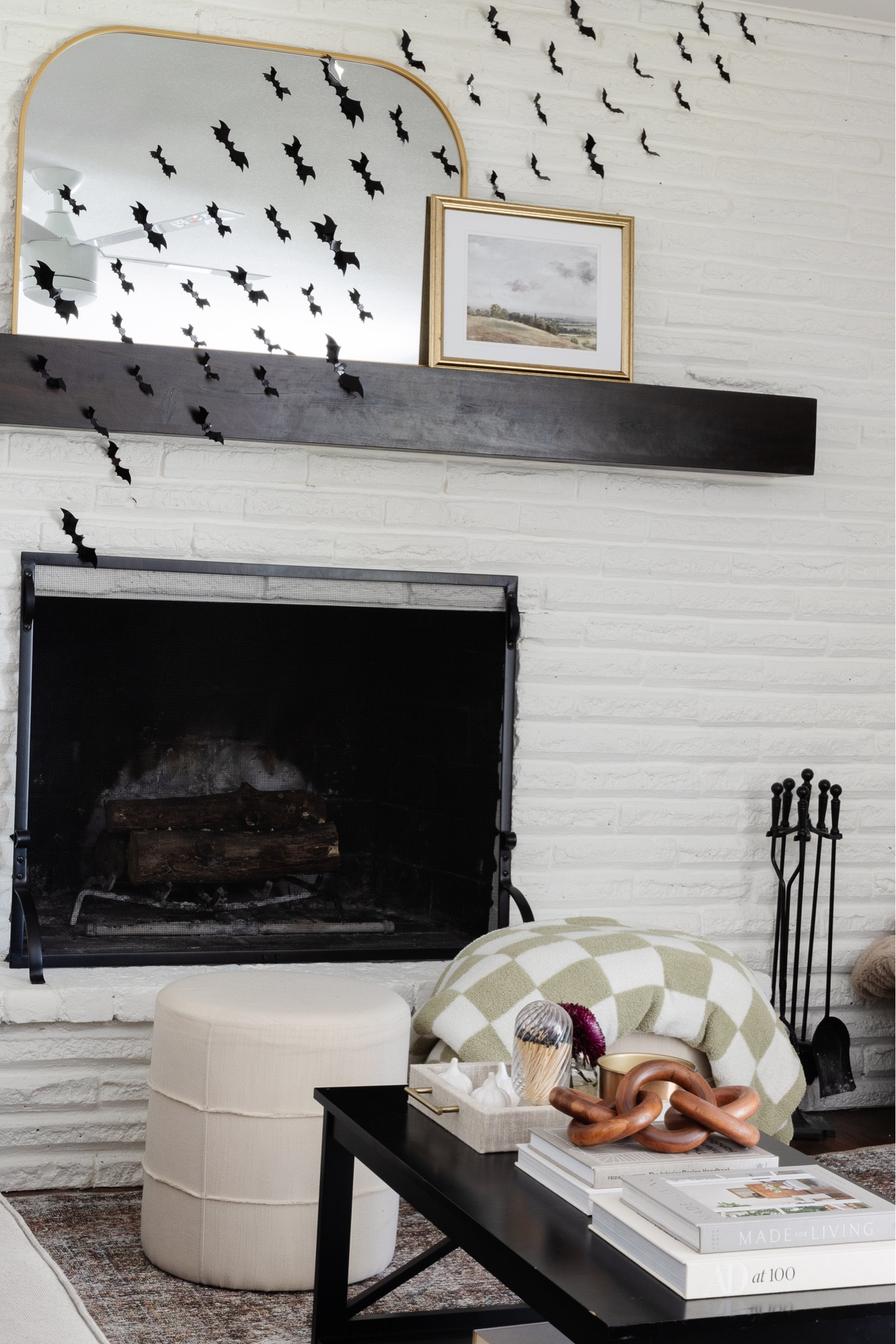 Halloween living room 

Checkered blanket, stick on bats, wooden links, match cloche, neutral ottomans, loloi rug, coffee table styling, arched mirror, target, amazon, home decor, home finds 

#LTKHalloween #LTKSeasonal #LTKhome